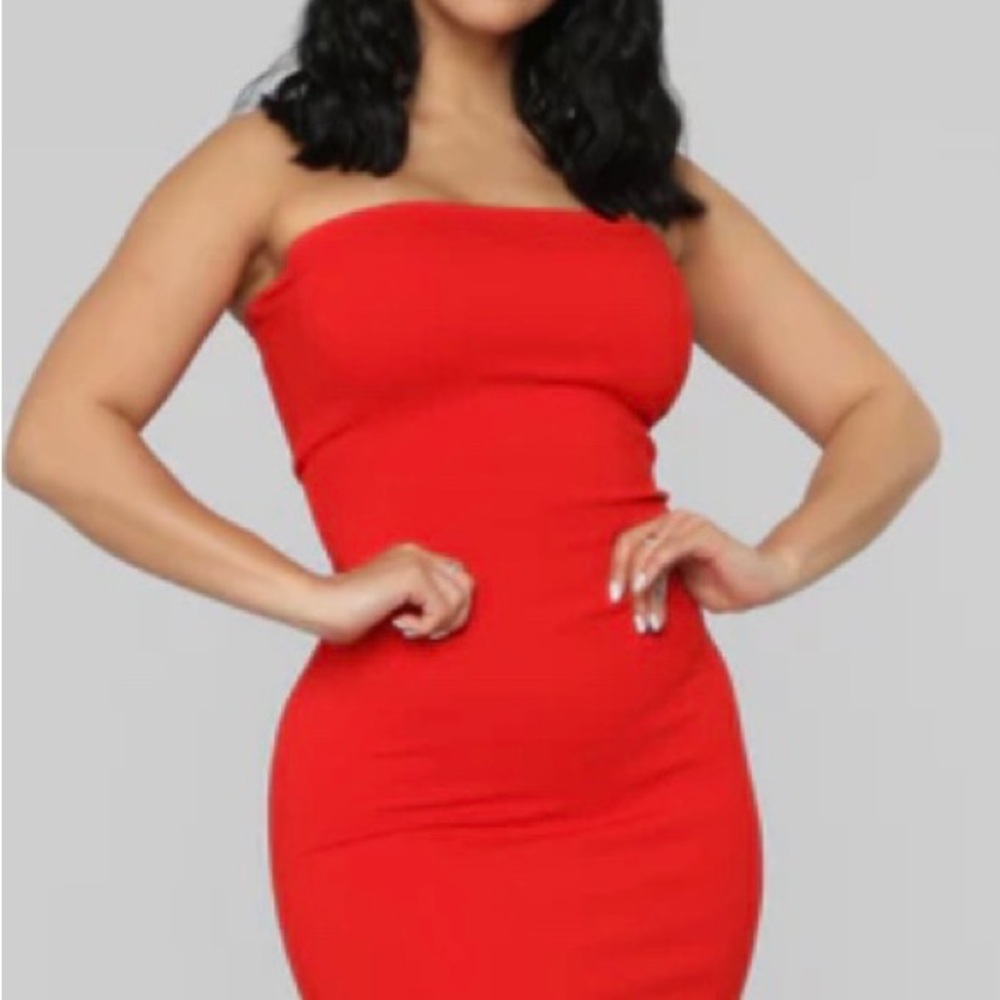 Fashion Nova Red Strapless Dress